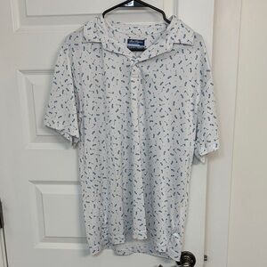 White Ben Hogan Polo with golf Flags and Drink glasses